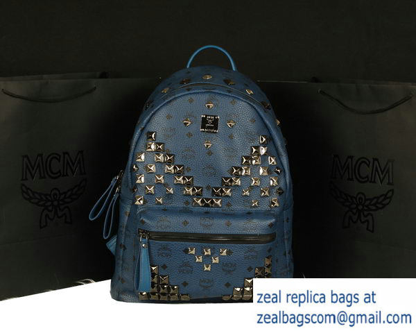 High Quality Replica MCM Stark Backpack Jumbo in Calf Leather 8100 RoyalBlue